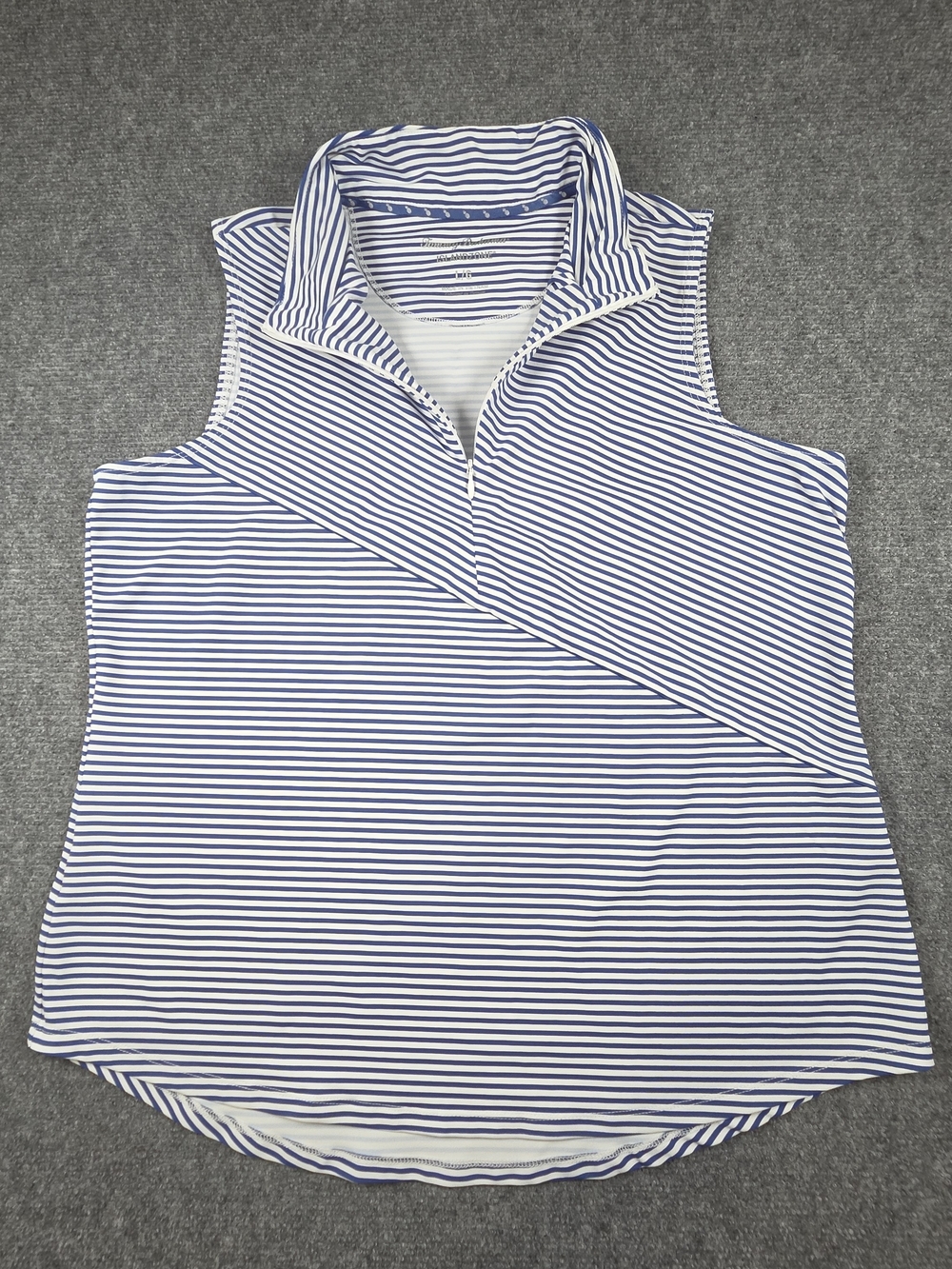 Tommy Bahama Aubrey IslandZone Mock Neck Tank Women's Large Nautical Striped Zip